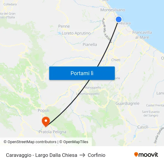 Caravaggio - Largo Dalla Chiesa to Corfinio map