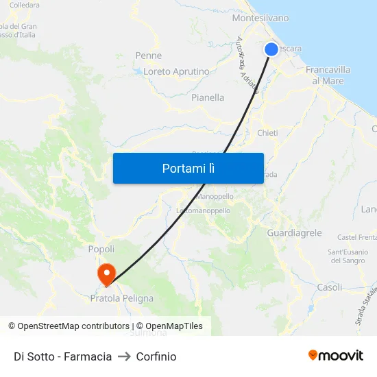 Di Sotto - Farmacia to Corfinio map