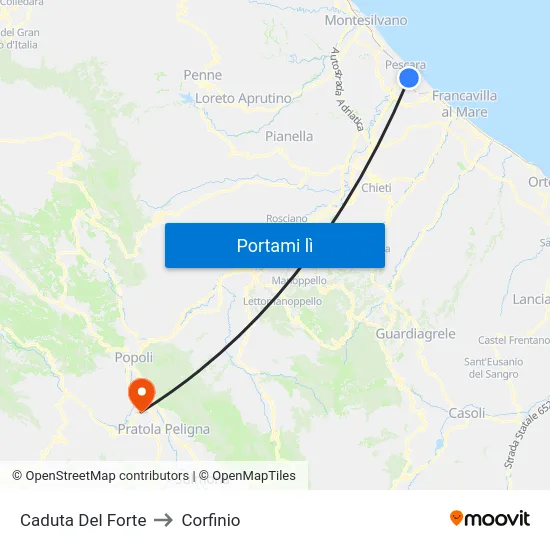 Caduta Del Forte to Corfinio map