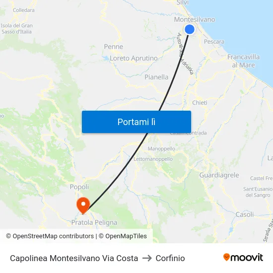 Capolinea Montesilvano Via Costa to Corfinio map