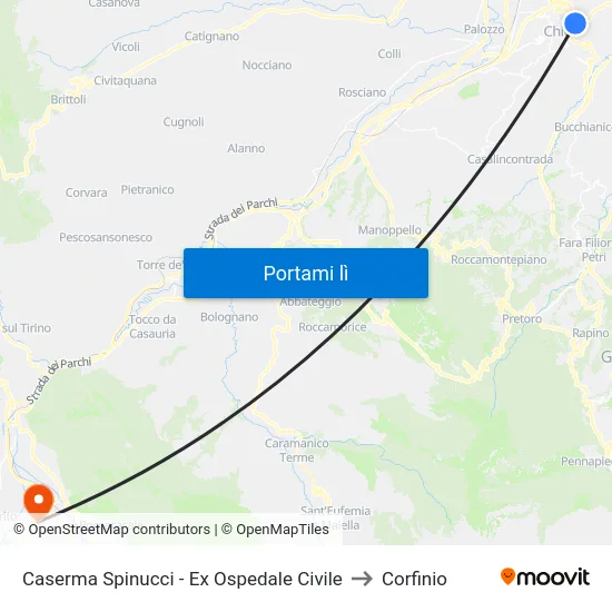 Caserma Spinucci - Ex Ospedale Civile to Corfinio map
