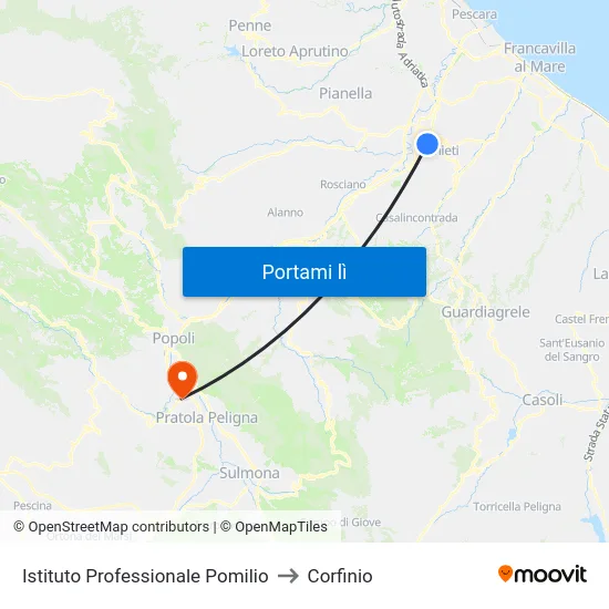 Istituto Professionale Pomilio to Corfinio map