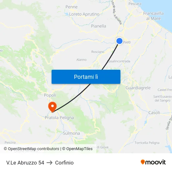 V.Le Abruzzo 54 to Corfinio map