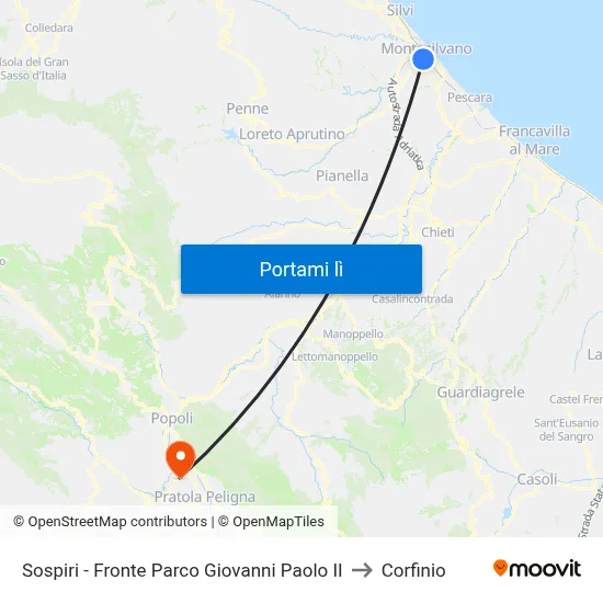 Sospiri - Fronte Parco Giovanni Paolo II to Corfinio map
