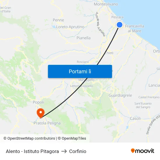 Alento - Istituto Pitagora to Corfinio map