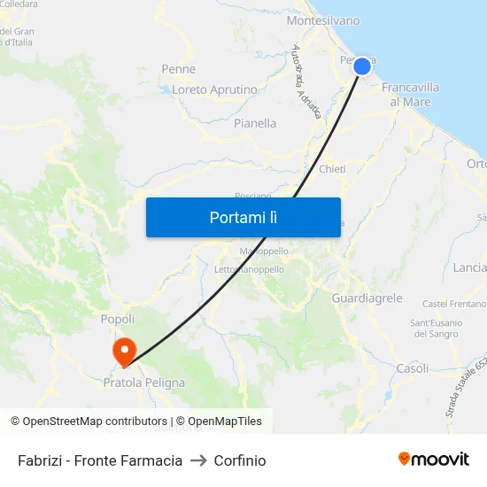 Fabrizi - Fronte Farmacia to Corfinio map