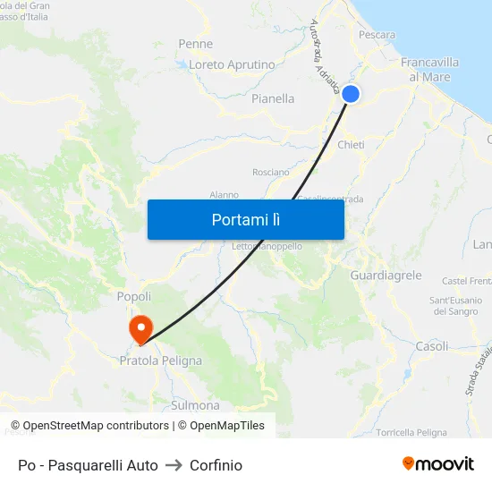 Po - Pasquarelli Auto to Corfinio map