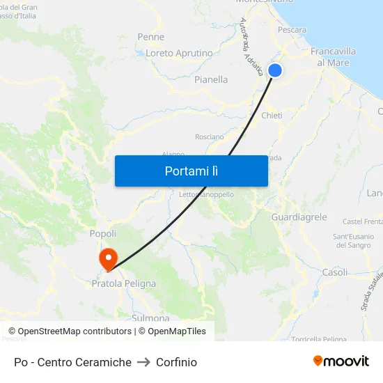 Po - Centro Ceramiche to Corfinio map