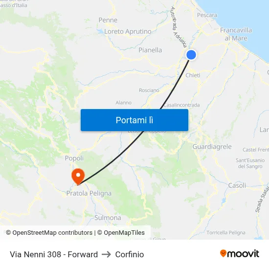 Via Nenni 308 - Forward to Corfinio map