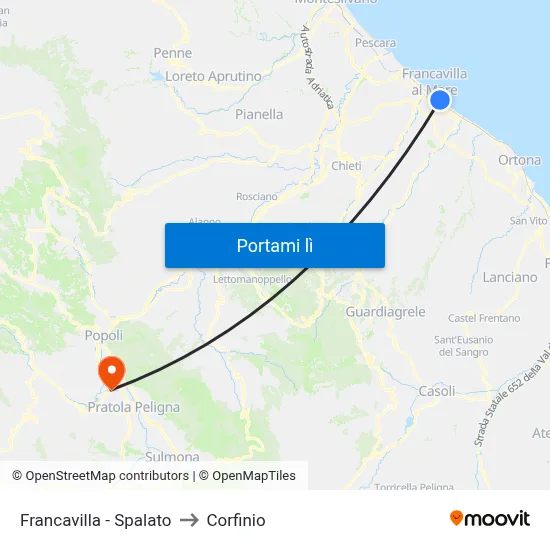 Francavilla - Spalato to Corfinio map