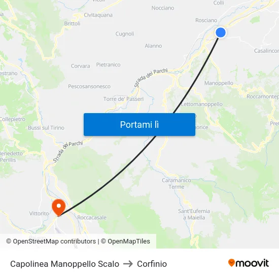 Capolinea Manoppello Scalo to Corfinio map