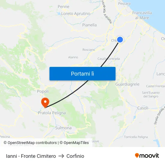 Ianni - Fronte Cimitero to Corfinio map