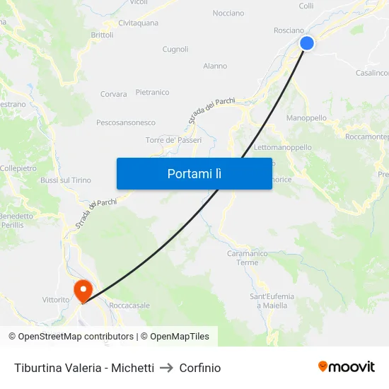 Tiburtina Valeria - Michetti to Corfinio map