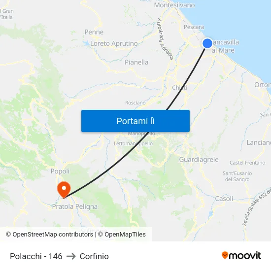 Polacchi - 146 to Corfinio map