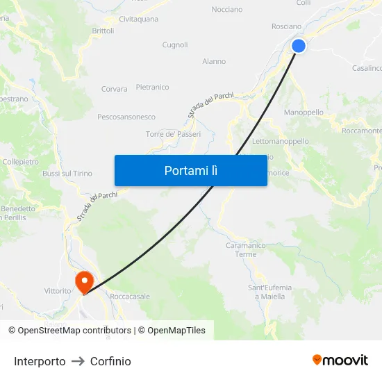 Interporto to Corfinio map