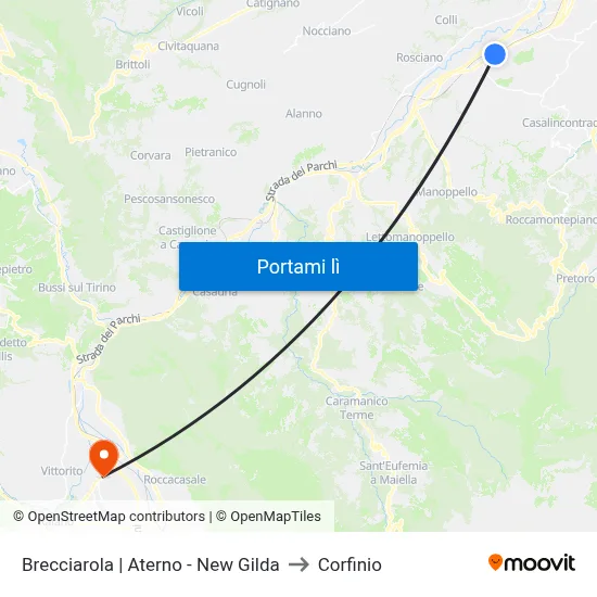 Brecciarola | Aterno - New Gilda to Corfinio map