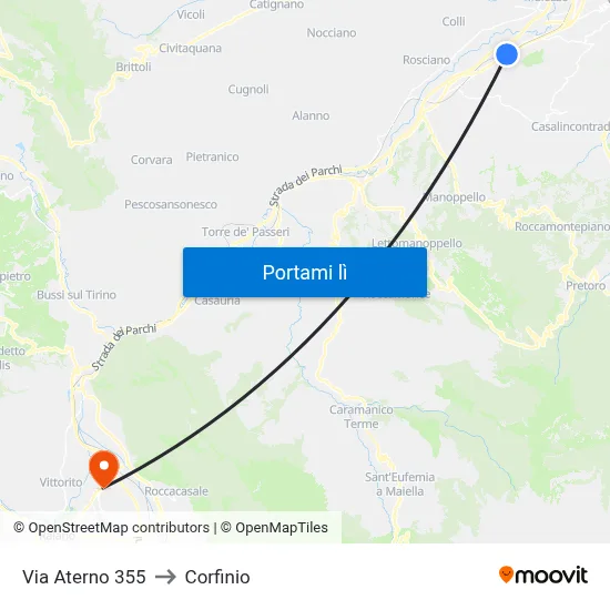 Via Aterno 355 to Corfinio map