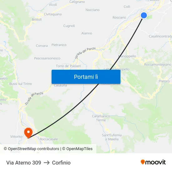 Via Aterno  309 to Corfinio map