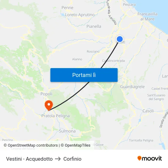 Vestini - Acquedotto to Corfinio map