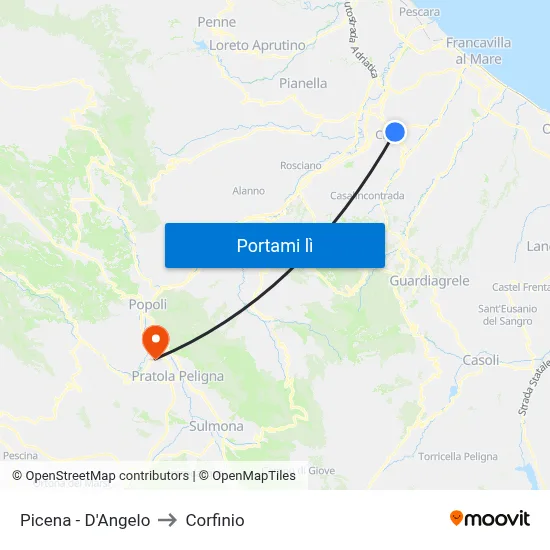 Picena - D'Angelo to Corfinio map