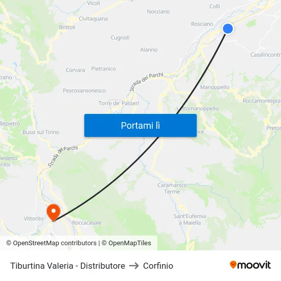 Tiburtina Valeria - Distributore to Corfinio map