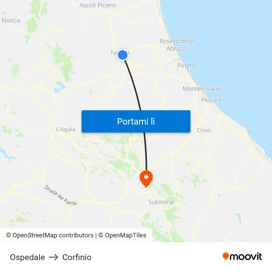 Ospedale to Corfinio map