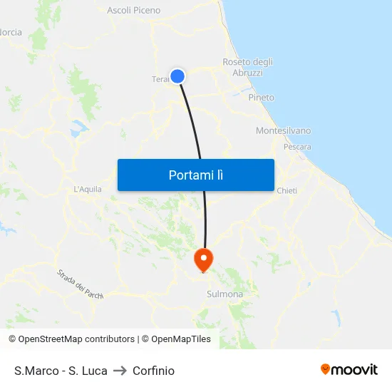 S.Marco - S. Luca to Corfinio map