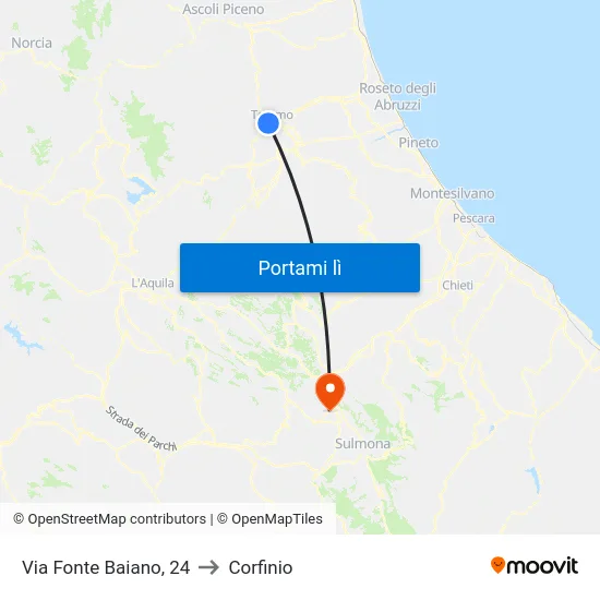 Via Fonte Baiano, 24 to Corfinio map