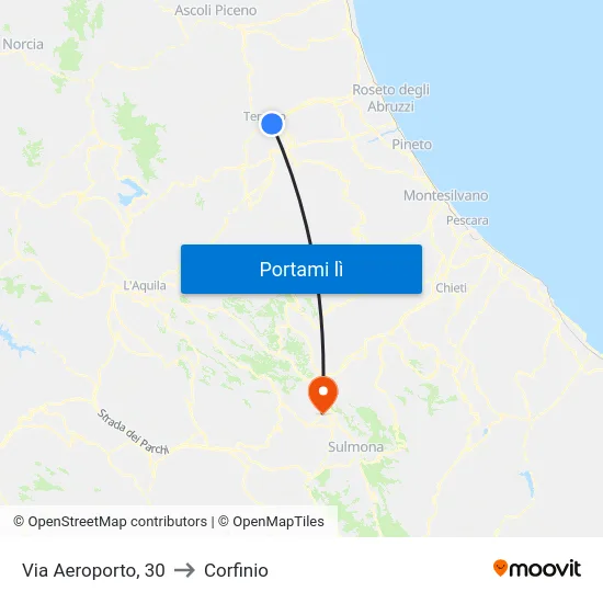 Via Aeroporto, 30 to Corfinio map