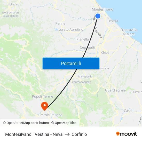 Montesilvano | Vestina - Neva to Corfinio map