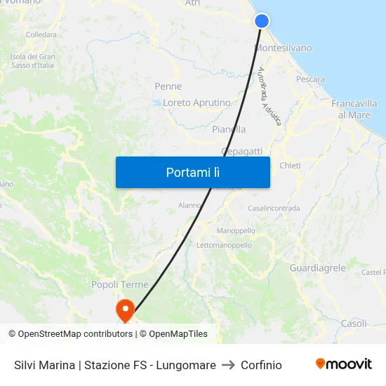 Silvi Marina | Stazione FS - Lungomare to Corfinio map
