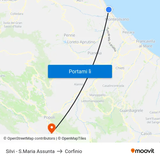 Silvi - S.Maria Assunta to Corfinio map