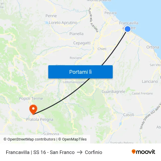 Francavilla | SS 16 - San Franco to Corfinio map