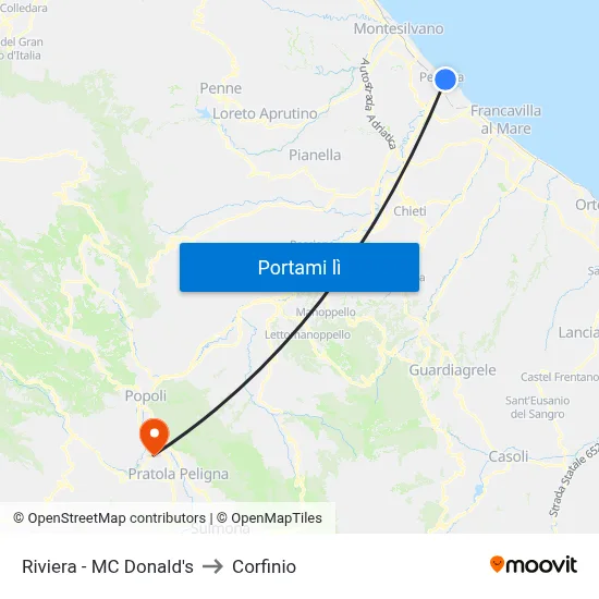 Riviera - MC Donald's to Corfinio map