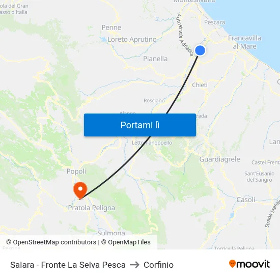 Salara - Fronte La Selva Pesca to Corfinio map