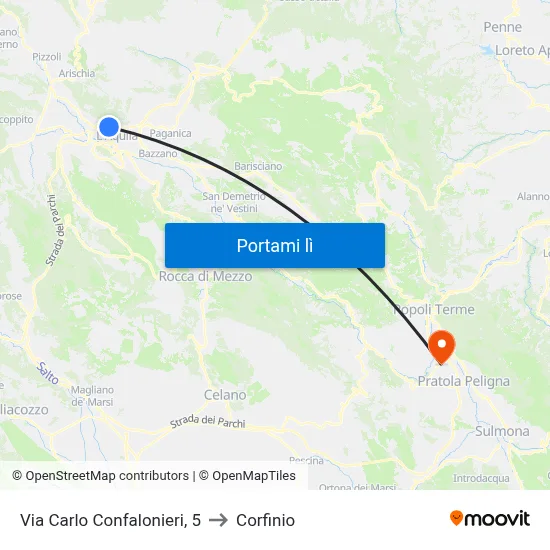 Via Carlo Confalonieri, 5 to Corfinio map
