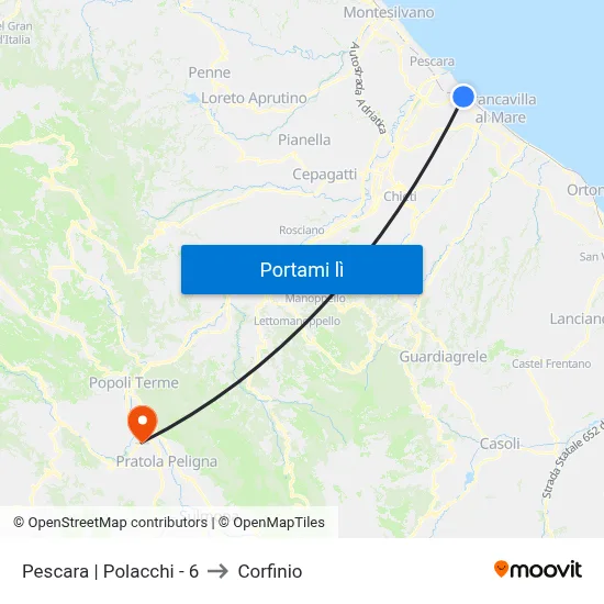 Pescara | Polacchi - 6 to Corfinio map