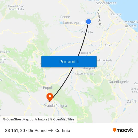 SS 151, 30 - Dir Penne to Corfinio map