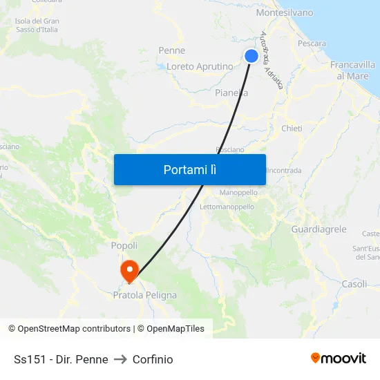 Ss151 - Dir. Penne to Corfinio map