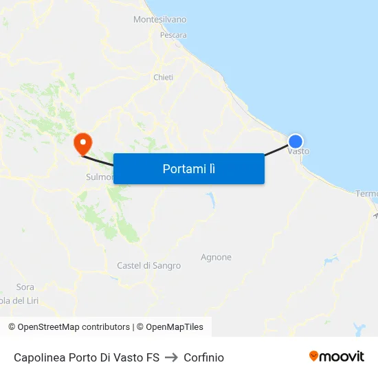 Capolinea Porto Di Vasto FS to Corfinio map
