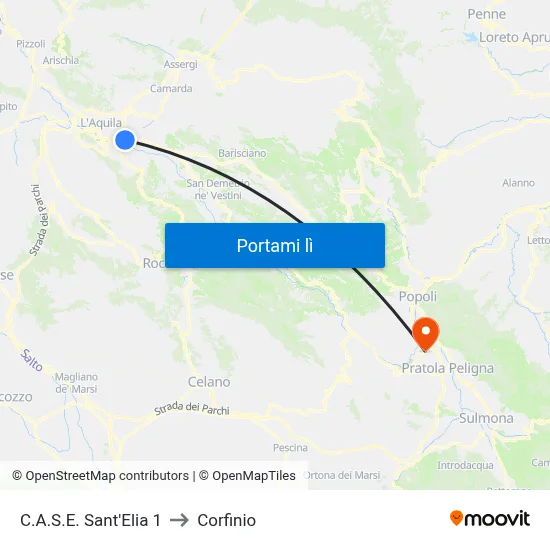C.A.S.E. Sant'Elia 1 to Corfinio map