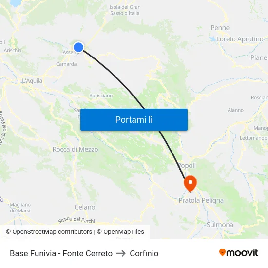 Base Funivia - Fonte Cerreto to Corfinio map