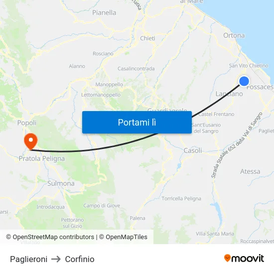 Paglieroni to Corfinio map