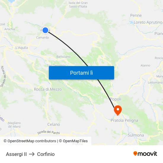 Assergi II to Corfinio map