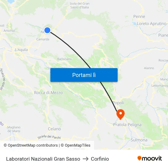 Laboratori Nazionali Gran Sasso to Corfinio map