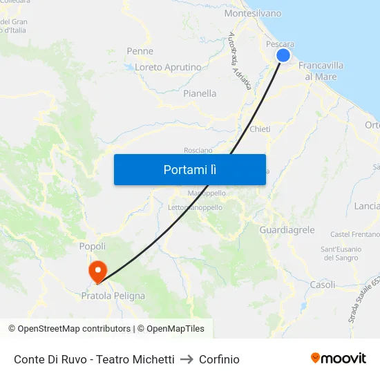 Conte Di Ruvo - Teatro Michetti to Corfinio map