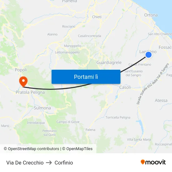 Via De Crecchio to Corfinio map