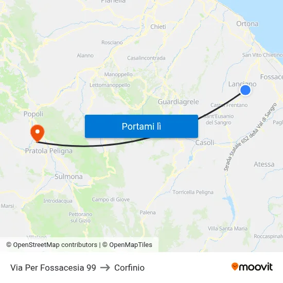 Via Per Fossacesia 99 to Corfinio map