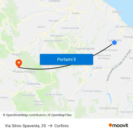 Via Silvio Spaventa, 35 to Corfinio map