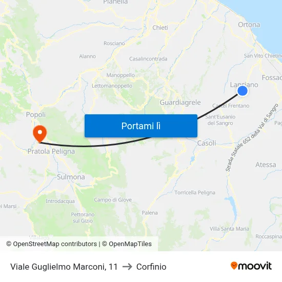 Viale Guglielmo Marconi, 11 to Corfinio map